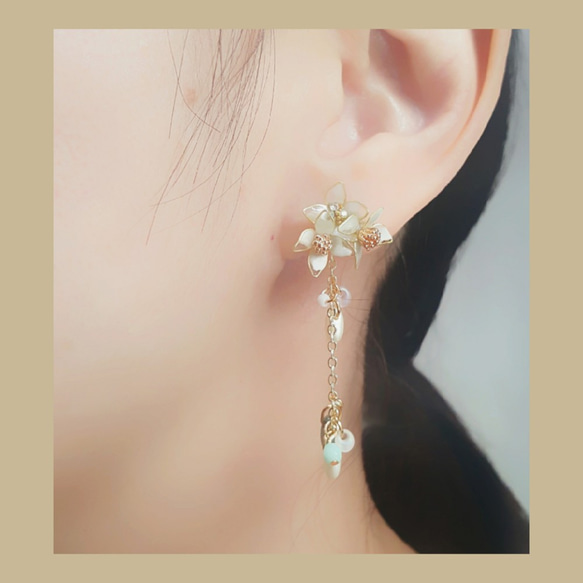 橙花多變化earring~可訂製夾式耳環 第1張的照片