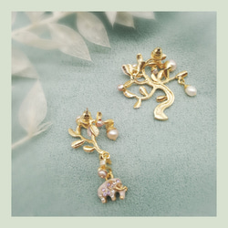 小幸運clip earring&necklace   “生命樹＆幸運粉白象”~ 第5張的照片