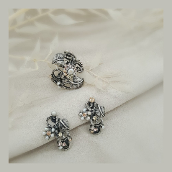 back to Art Nouveau    vintage style clip earring~可訂製針式耳環 第1張的照片