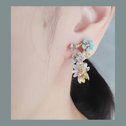 櫻與梅 烈日與斜陽 clip earring~後方設計針式訂製於後扣處如樣處理（複合媒材） 第4張的照片