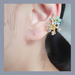 櫻與梅 烈日與斜陽 clip earring~後方設計針式訂製於後扣處如樣處理（複合媒材） 第6張的照片