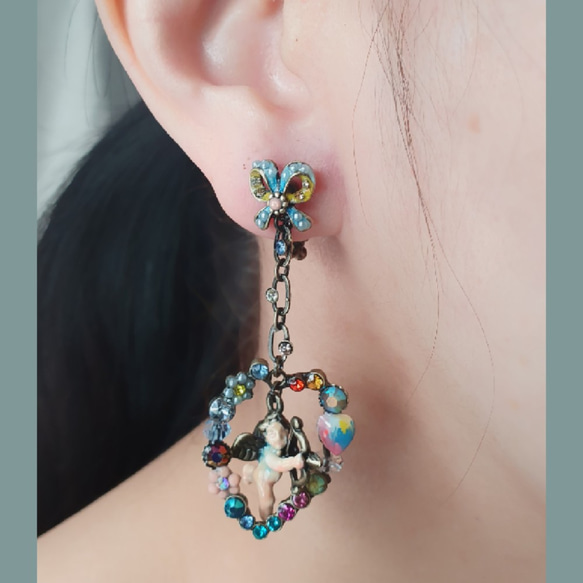 心框住的 是天使 帶來的 幸福❣clip earring ~可訂製針式耳環 第2張的照片