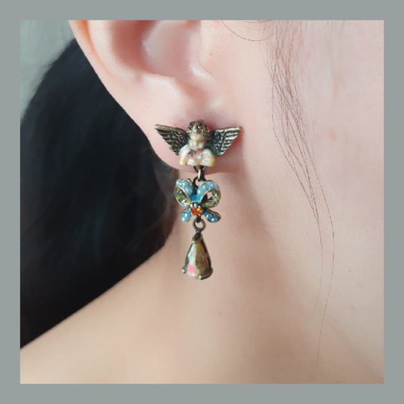 心框住的 是天使 帶來的 幸福❣clip earring ~可訂製針式耳環 第3張的照片