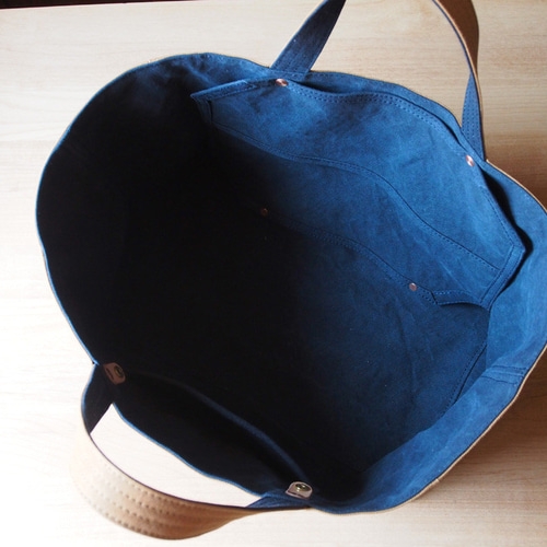 recta bag - レクタバッグ キャメル/ネイビー [アーミーダックトート