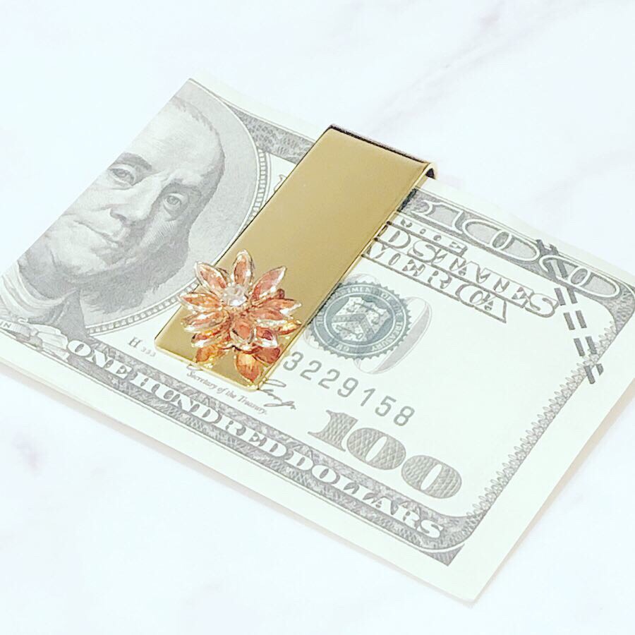 【GD】カラーロータスのマネークリップ（オレンジ）