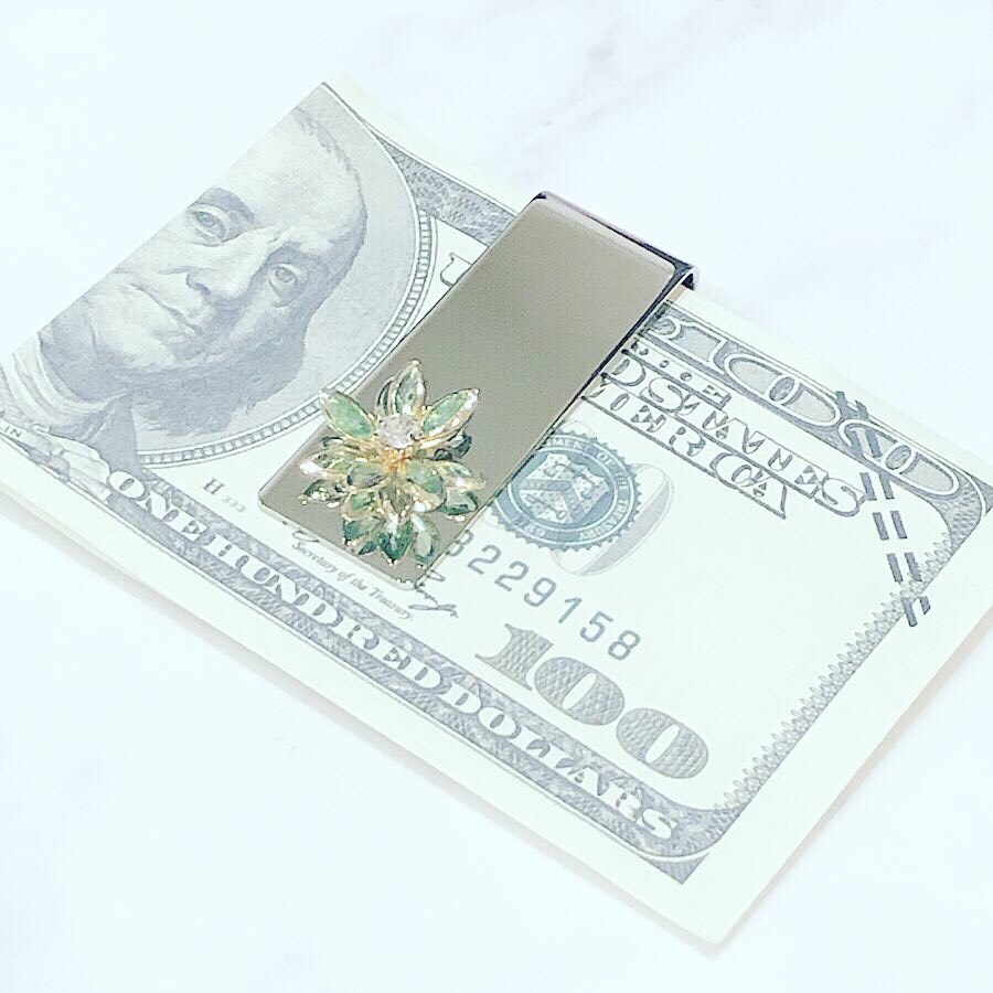 【SV】カラーロータス マネークリップ（グリーン）