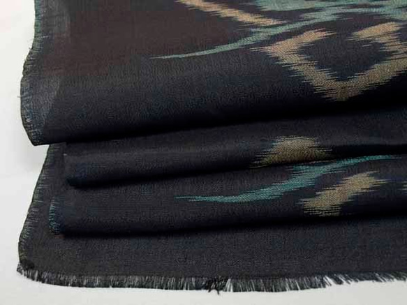 《昭和レトロ》夏絹　松皮菱　黒地　正絹　袖　s2116 3枚目の画像