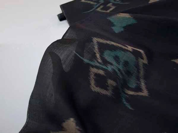 《昭和レトロ》夏絹　松皮菱　黒地　正絹　袖　s2116 7枚目の画像