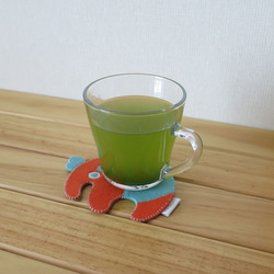 バクのコースター　茶×ローズ 6枚目の画像