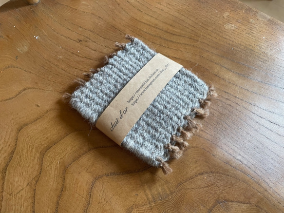 Pure Wool Yarn England 手織コースター 2枚セット 3枚目の画像