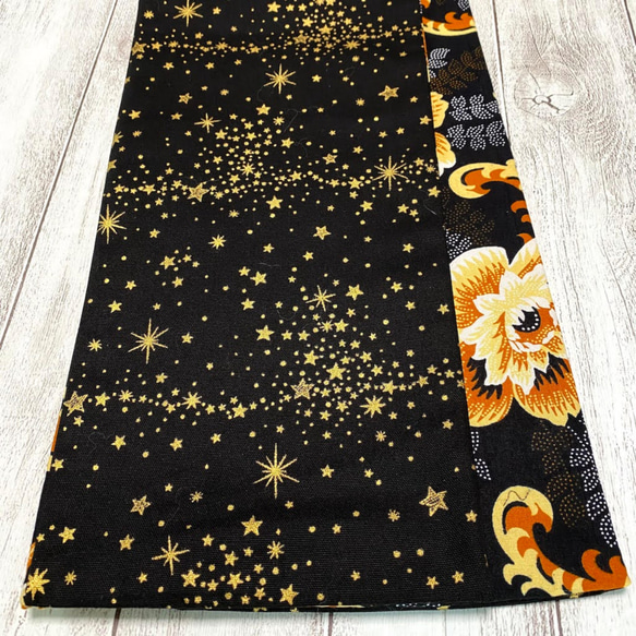 リバーシブル半幅帯・長め【Orange Flower×星空】アフリカンプリント木綿/ﾙﾂﾎﾞ/る壺  5枚目の画像