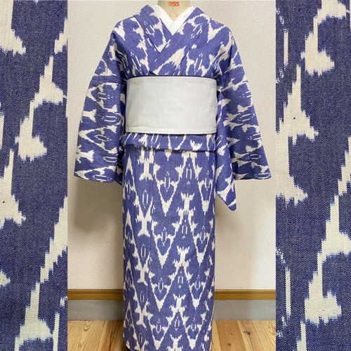 ☆新作☆イカット浴衣 ＊全て一点モノ・国内手縫・Mサイズ【空もよう  