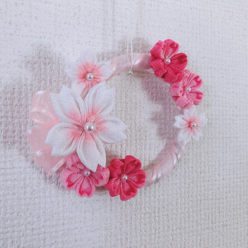 お値下げ期間中 ☆ つまみ細工 桜 リース タペストリー・壁掛け Reve