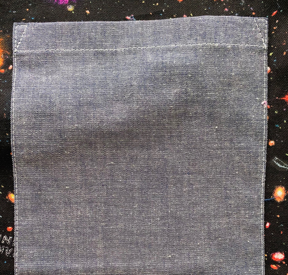 宇宙柄☆120〜130サイズこどもエプロン、三角巾、巾着3点セット 5枚目の画像