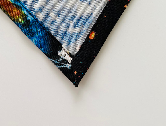 宇宙柄☆120〜130サイズこどもエプロン、三角巾、巾着3点セット 7枚目の画像