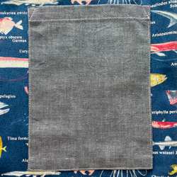 深海魚柄☆120〜130こどもエプロン、三角巾、巾着の3点セット 4枚目の画像