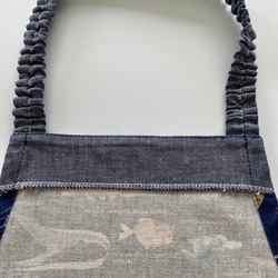 深海魚柄☆120〜130こどもエプロン、三角巾、巾着の3点セット 5枚目の画像