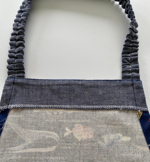 深海魚柄☆120〜130こどもエプロン、三角巾、巾着の3点セット 5枚目の画像