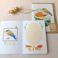 封筒リニューアル！ 野鳥とキノコのグリーティングカード（３種類入り） 6枚目の画像