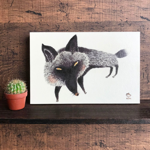ギンギツネ』 20x13cm パネル イラスト ふじいかずえ ・とりのこ