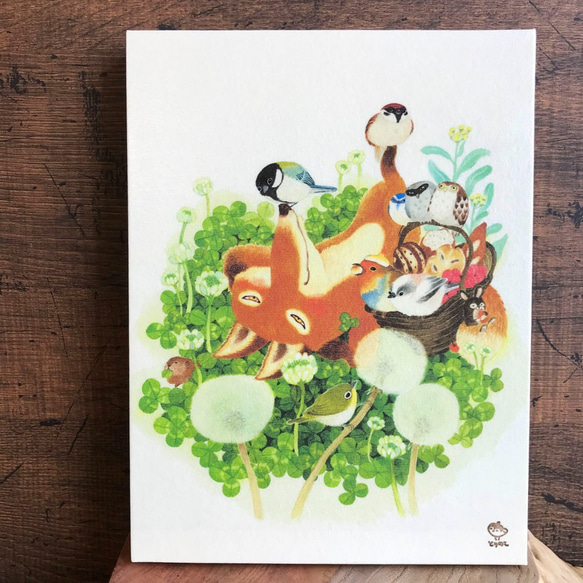 「のはらでおひるね」　24x18cm パネル 4枚目の画像