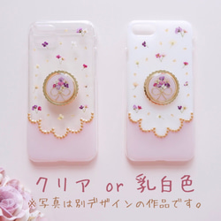 ❁スマホリング付き❁【全機種対応】本物いちごと小花のスカラップ❁.*･ﾟスマホケース  ストロベリーピンク 6枚目の画像