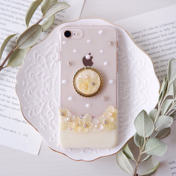 ❁スマホリング付き❁ カラフル紫陽花❁.*･ﾟスマホケース【※iPhone専用ページ】 2枚目の画像