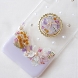 【全機種対応】❁スマホリング付き❁ ローマ字ボタニカル❁.*･ﾟ押し花スマホケース 7枚目の画像