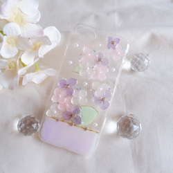 パステルカラーの紫陽花❁.*･ﾟスマホケース  ミルキーピンク【iPhone専用ページ】 2枚目の画像