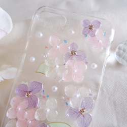 パステルカラーの紫陽花❁.*･ﾟスマホケース  ミルキーピンク【iPhone専用ページ】 3枚目の画像