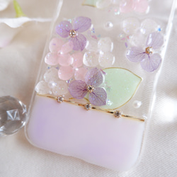 パステルカラーの紫陽花❁.*･ﾟスマホケース  ミルキーピンク【iPhone専用ページ】 4枚目の画像