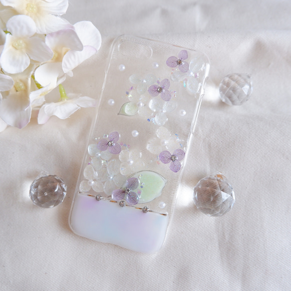 パステルカラーの紫陽花❁.*･ﾟスマホケース  ミルキーブルー【iPhone専用ページ】 2枚目の画像