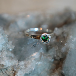 Green Tourmaline/ halo ring⭐︎グリーントルマリン御光留めリング 3枚目の画像