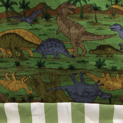 恐竜グリーン　グリーンストライプ  入園準備　5点セット　レッスンバッグ　巾着　1セット限定 3枚目の画像