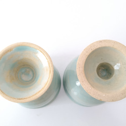 エメラルドグリーンの陶器のゴブレット 8枚目の画像