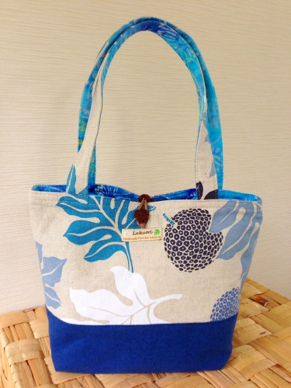 午餐手提袋 * 藍色 * 堅固面料，嚴格定制夏威夷風格 第1張的照片