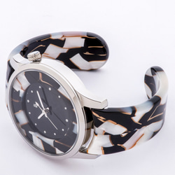 腕時計 鯖江バングルウォッチ ビッグフェイス ホワイトモザイク 1枚目の画像