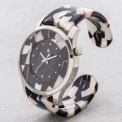 腕時計 鯖江バングルウォッチ ビッグフェイス ホワイトモザイク 2枚目の画像