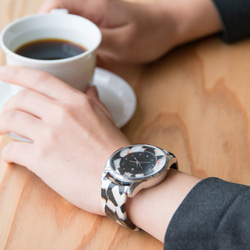 腕時計 鯖江バングルウォッチ ビッグフェイス ホワイトモザイク 5枚目の画像