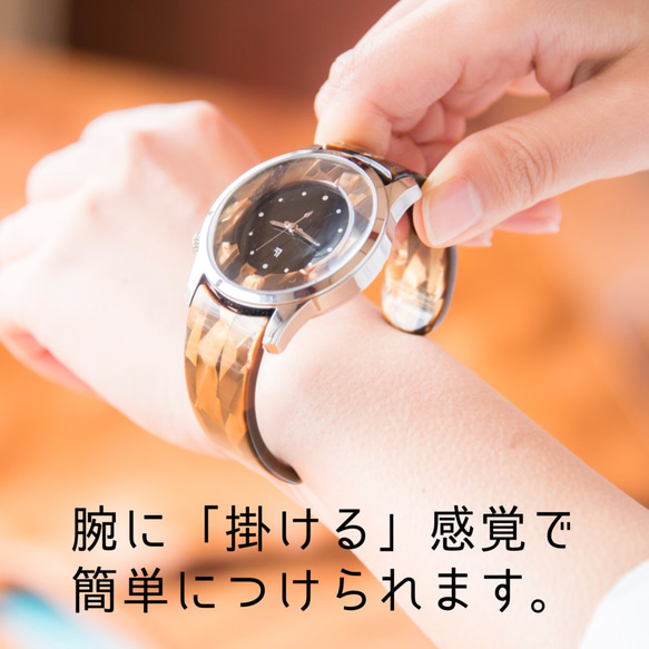 腕時計 鯖江バングルウォッチ ビッグフェイス ホワイトモザイク 7枚目の画像