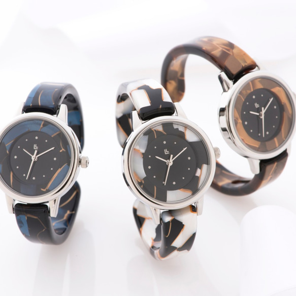 腕時計 鯖江バングルウォッチ スモールフェイス ブルーモザイク 5枚目の画像