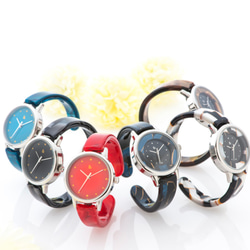 腕時計 鯖江バングルウォッチ スモールフェイス ブルーモザイク 6枚目の画像
