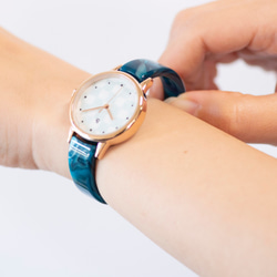 腕時計 鯖江バングルウォッチ スモールフェイスGO［WASHI］ブルー 3枚目の画像