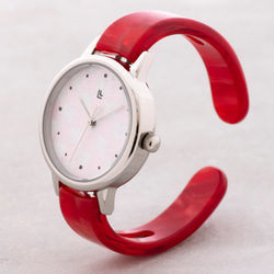 腕時計 鯖江バングルウォッチ スモールフェイスSI［WASHI］ピンク 1枚目の画像