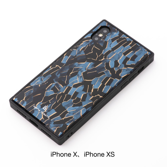 X/XS、XR 鋭角なエッジとしっとりした艶が美しい職人仕上のiPhoneケース｜ブルーモザイク 1枚目の画像
