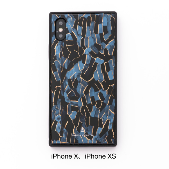 X/XS、XR 鋭角なエッジとしっとりした艶が美しい職人仕上のiPhoneケース｜ブルーモザイク 2枚目の画像