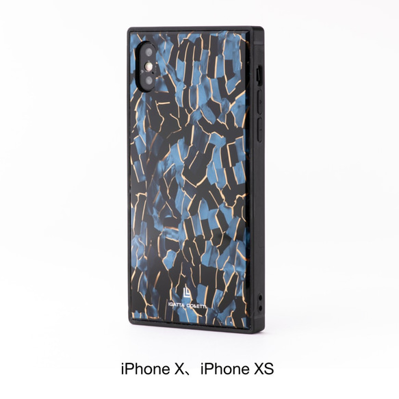 X/XS、XR 鋭角なエッジとしっとりした艶が美しい職人仕上のiPhoneケース｜ブルーモザイク 3枚目の画像