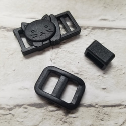 【送料無料】黒〇CAT FACE BUCKLE SET〇2セット〇セーフティバックル〇猫 1枚目の画像