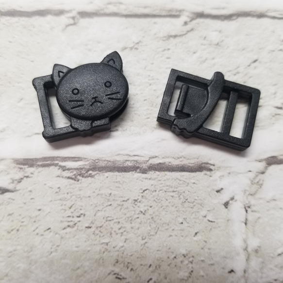 【送料無料】黒〇CAT FACE BUCKLE SET〇2セット〇セーフティバックル〇猫 2枚目の画像