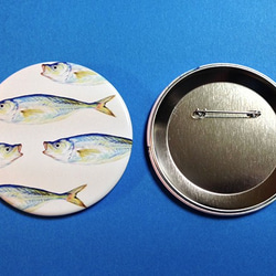 さかな缶バッチ（アジ） 2枚目の画像